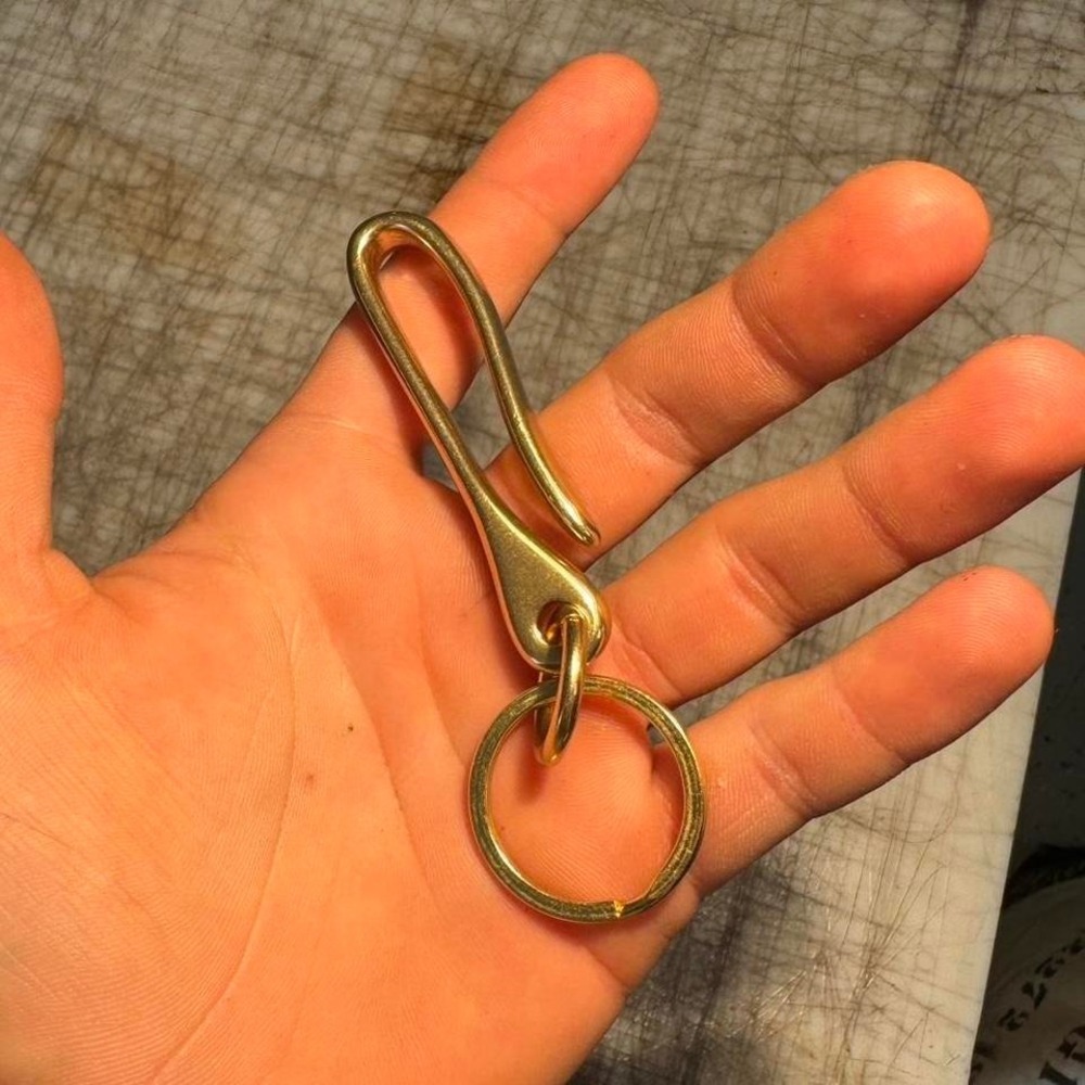 Brass key hook‎ keychain